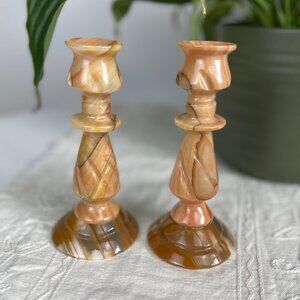 Pair of Onyx Candlestick Holders